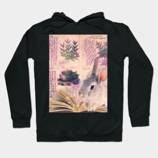 Rabbit, medieval inspired art, Magic, books, plants Hoodie